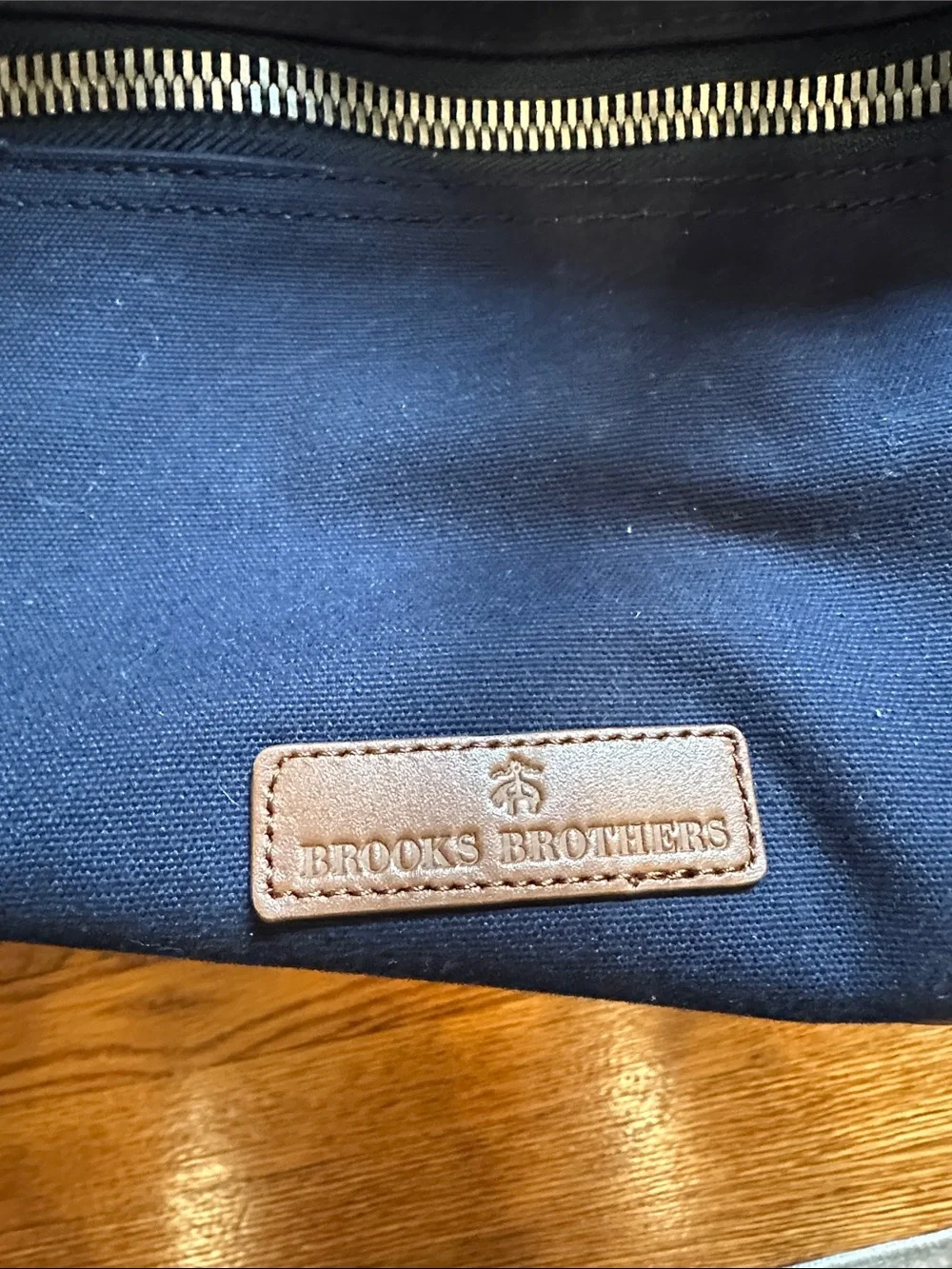 Brooks Brothers x NY Rangers Navy Duffel Bag with Brown Accents